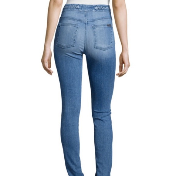 7 For All Mankind Medium Wash High Waisted Braided Skinny Jeans sz 27 - Picture 4 of 7